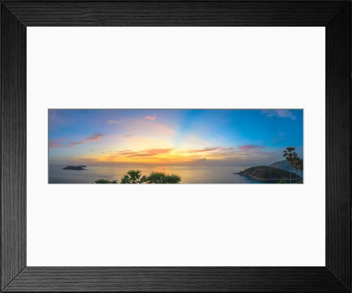 Framed Print : panorama sunset at Promthep cape viewpoint Phuket Thailand Framed Print : panorama sunset at Promthep cape viewpoint Phuket Thailand