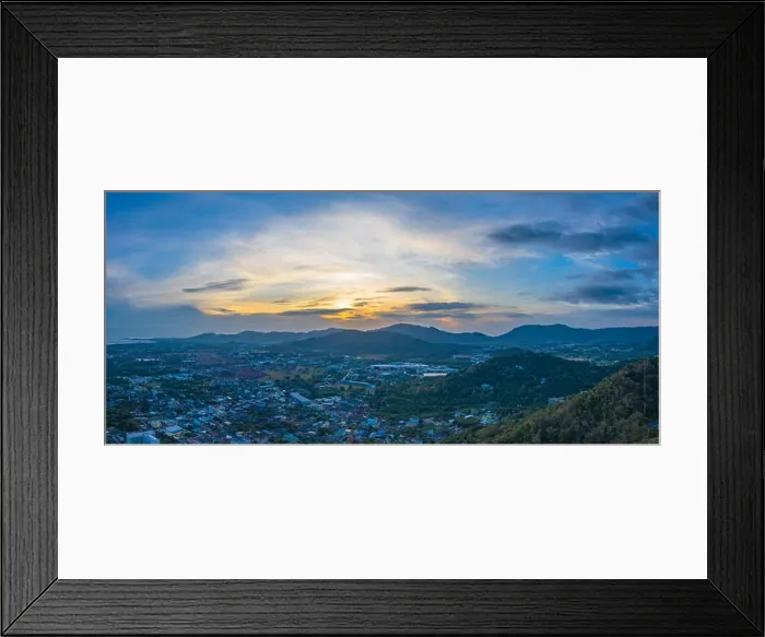 Framed Print : aerial view during sunset at Khao Rang the landmark viewpoint of Phuket place in the central of Phuket town Framed Print : aerial view during sunset at Khao Rang the landmark viewpoint of Phuket place in the central of Phuket town