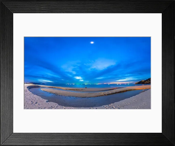 Framed Print : a lonely man sitting on the beach at twilight at Karon beach Phuket Framed Print : a lonely man sitting on the beach at twilight at Karon beach Phuket