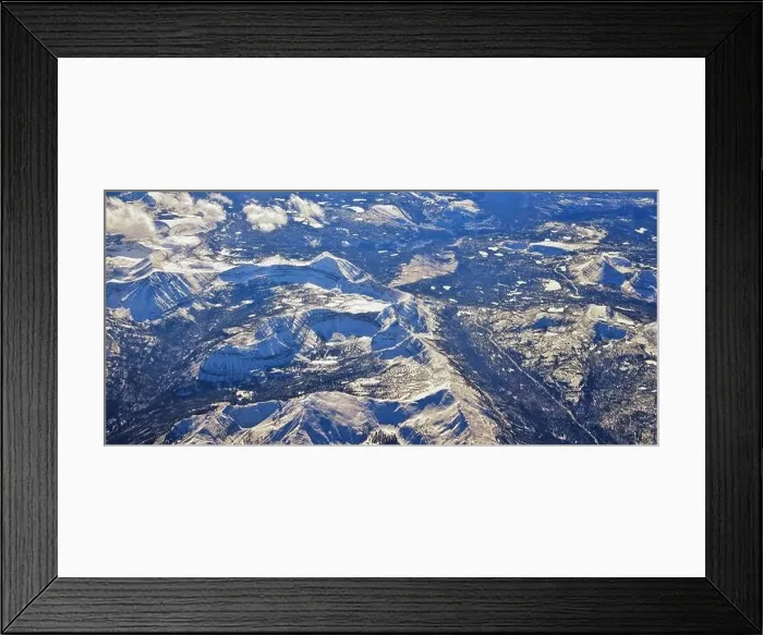 Framed Print : Aerial view of topographical Rocky Mountain landscapes on flight over Colorado and Utah during winter Framed Print : Aerial view of topographical Rocky Mountain landscapes on flight over Colorado and Utah during winter
