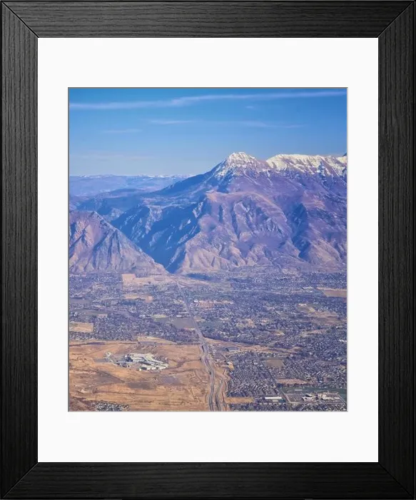 Framed Print : Aerial view of Wasatch Front Rocky Mountain landscapes on flight over Colorado and Utah during winter Framed Print : Aerial view of Wasatch Front Rocky Mountain landscapes on flight over Colorado and Utah during winter