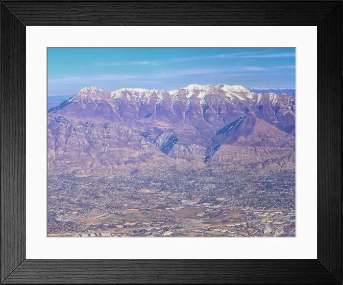 Framed Print : Aerial view of Wasatch Front Rocky Mountain landscapes on flight over Colorado and Utah during winter Framed Print : Aerial view of Wasatch Front Rocky Mountain landscapes on flight over Colorado and Utah during winter