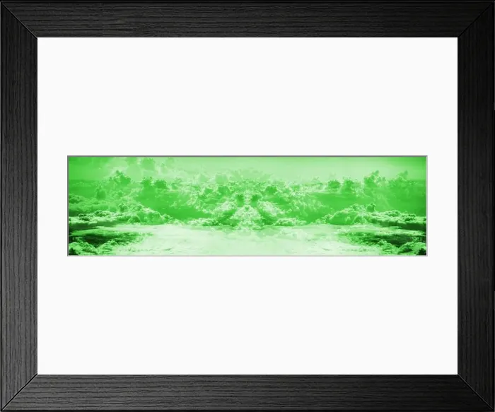 Framed Print : Magestic mountains range Alps seen from lying drone beautiful stratocumulus clouds - green explosion in the center Framed Print : Magestic mountains range Alps seen from lying drone beautiful stratocumulus clouds - green explosion in the center