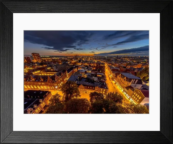 Framed Print : Aerial view of Aa church square in historic town centre of Groningen city at night. The Netherlands Framed Print : Aerial view of Aa church square in historic town centre of Groningen city at night. The Netherlands