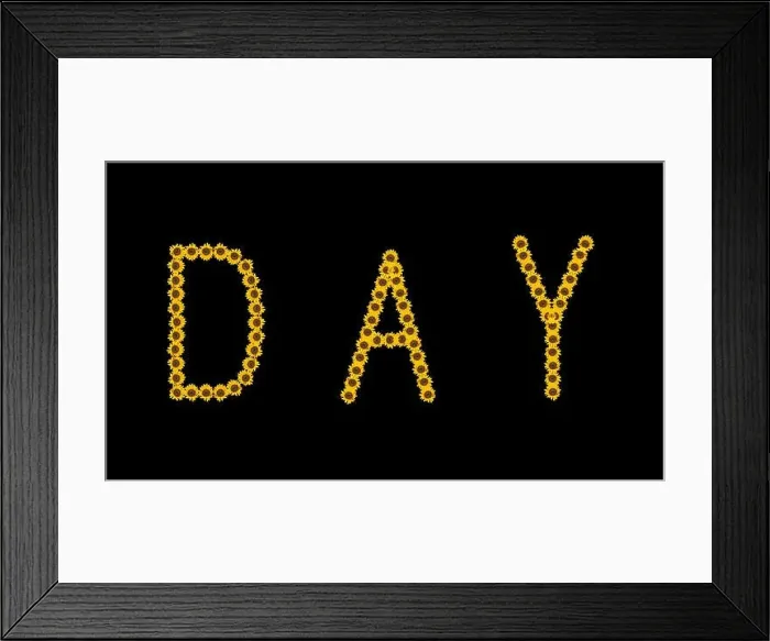 Framed Print : Fine art still life color image of the word day constructed from floral / flower characters / letters made of rose blossom Framed Print : Fine art still life color image of the word day constructed from floral / flower characters / letters made of rose blossom