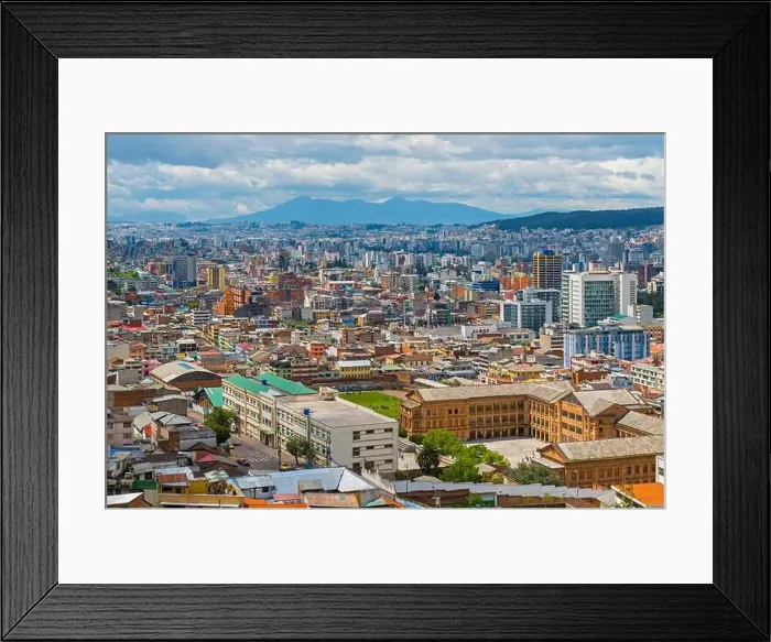 Framed Print : Cityscape and aerial view with skyscrapers of the modern city part of Quito Framed Print : Cityscape and aerial view with skyscrapers of the modern city part of Quito