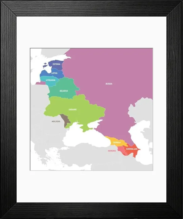 Framed Print : East Europe Region. Colorful map of countries in eastern Europe Framed Print : East Europe Region. Colorful map of countries in eastern Europe