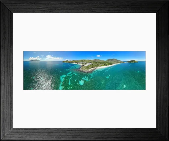 Framed Print : Aerial panoramic view of Christopher Harbor and the Caribbean Sea Framed Print : Aerial panoramic view of Christopher Harbor and the Caribbean Sea