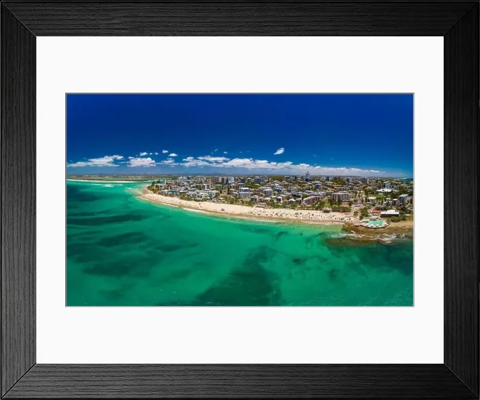Framed Print : Aerial drone panoramic image of ocean waves on a busy Kings beach, Caloundra, Queensland, Australia Framed Print : Aerial drone panoramic image of ocean waves on a busy Kings beach, Caloundra, Queensland, Australia