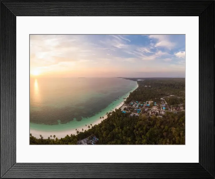 Framed Print : Aerial view tropical beach island reef caribbean sea dramatic sky at sunset sunrise Framed Print : Aerial view tropical beach island reef caribbean sea dramatic sky at sunset sunrise