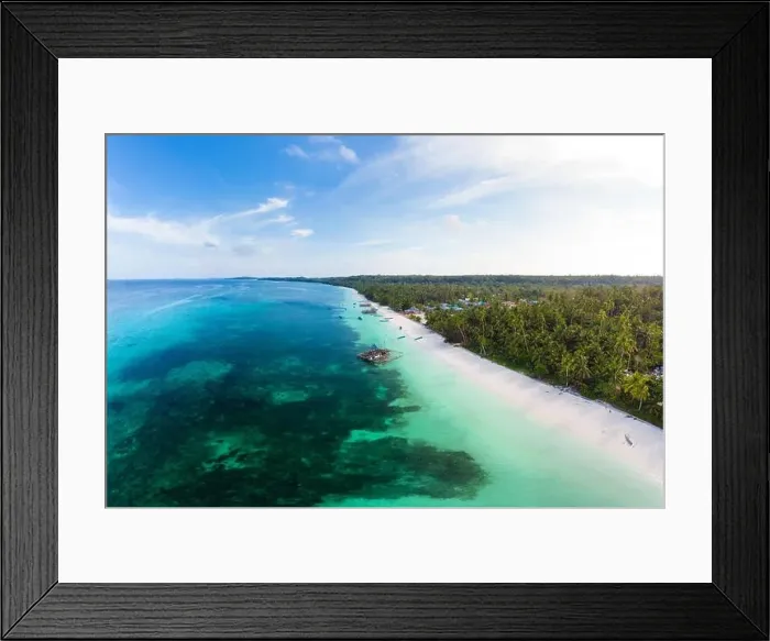 Framed Print : Aerial view tropical beach island reef caribbean sea Framed Print : Aerial view tropical beach island reef caribbean sea
