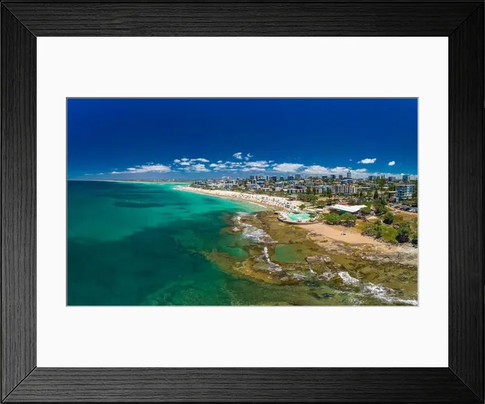 Framed Print : Aerial drone panoramic image of ocean waves on a busy Kings beach, Caloundra, Queensland, Australia Framed Print : Aerial drone panoramic image of ocean waves on a busy Kings beach, Caloundra, Queensland, Australia