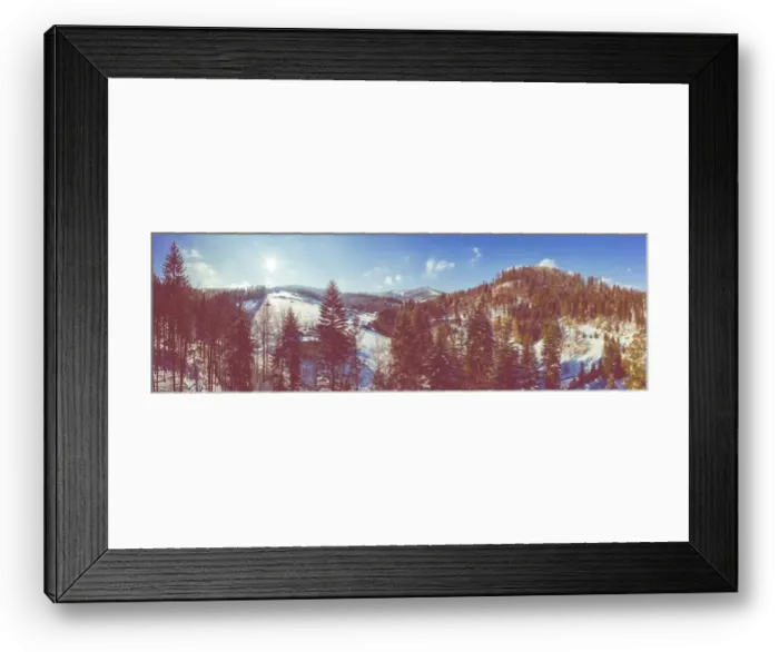 Framed Print : Panoramic view of the winter mountains Framed Print : Panoramic view of the winter mountains