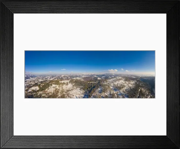 Framed Print : Panoramic view of the winter mountains Framed Print : Panoramic view of the winter mountains