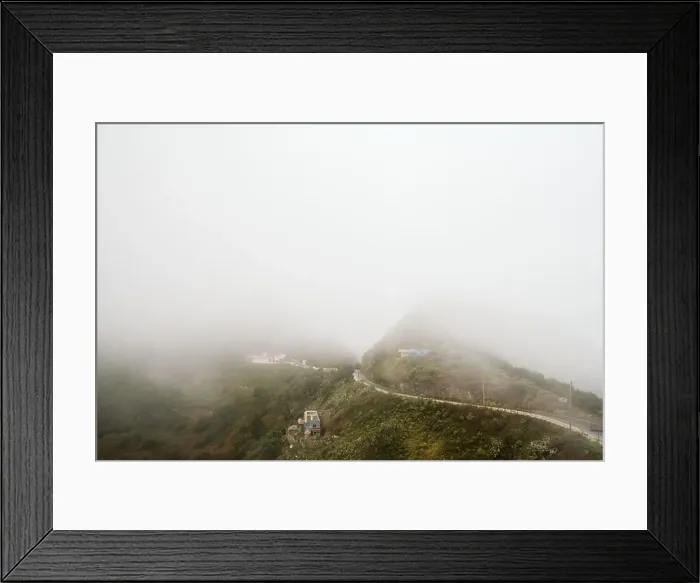 Framed Print : Fog over beautiful hilly terrain Framed Print : Fog over beautiful hilly terrain