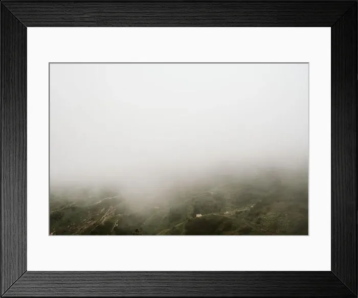 Framed Print : Fog over beautiful hilly terrain Framed Print : Fog over beautiful hilly terrain