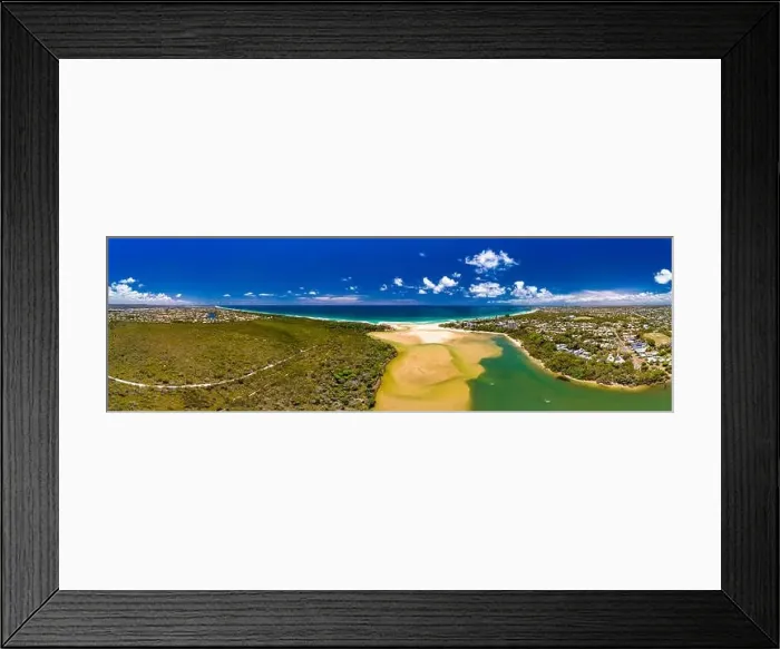 Framed Print : Aerial drone view of beach and Currimundi Lake, Caloundra, Sunshine Coast, Queensland, Australia Framed Print : Aerial drone view of beach and Currimundi Lake, Caloundra, Sunshine Coast, Queensland, Australia