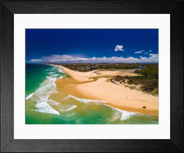 Framed Print : Aerial drone view of beach and Currimundi Lake, Caloundra, Sunshine Coast, Queensland, Australia Framed Print : Aerial drone view of beach and Currimundi Lake, Caloundra, Sunshine Coast, Queensland, Australia