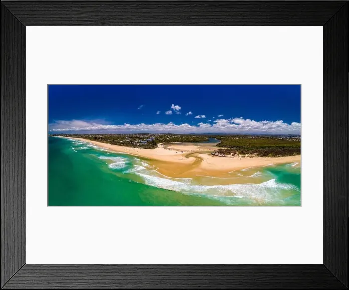 Framed Print : Aerial drone view of beach and Currimundi Lake, Caloundra, Sunshine Coast, Queensland, Australia Framed Print : Aerial drone view of beach and Currimundi Lake, Caloundra, Sunshine Coast, Queensland, Australia