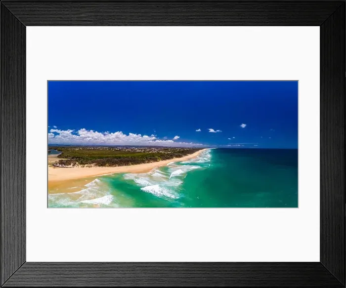 Framed Print : Aerial drone view of beach and Currimundi Lake, Caloundra, Sunshine Coast, Queensland, Australia Framed Print : Aerial drone view of beach and Currimundi Lake, Caloundra, Sunshine Coast, Queensland, Australia