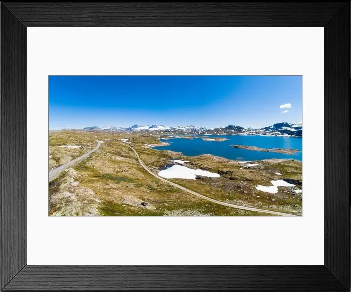 Framed Print : Vast Nordic lake and mountain range, aerial view, Sognefjell, Jotunheimen, Norway, Europe Framed Print : Vast Nordic lake and mountain range, aerial view, Sognefjell, Jotunheimen, Norway, Europe