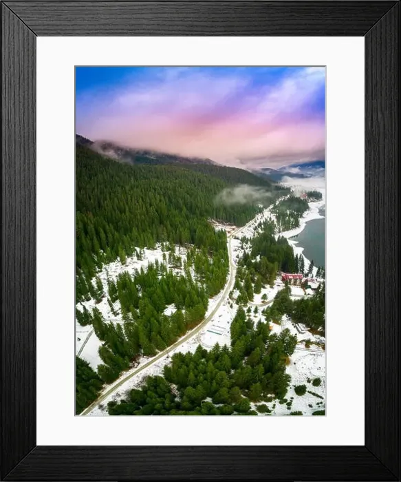 Framed Print : Amazing winter Landscape of Dospat Reservoir, Smolyan Region, Bulgaria - Drone winter top shot Framed Print : Amazing winter Landscape of Dospat Reservoir, Smolyan Region, Bulgaria - Drone winter top shot