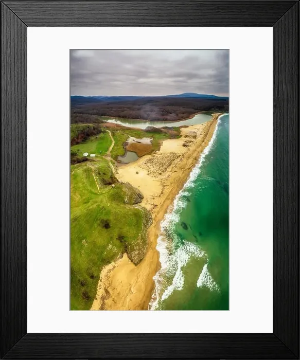 Framed Print : Drone top view Strandzha Nature Park, Mouth of Veleka River Framed Print : Drone top view Strandzha Nature Park, Mouth of Veleka River