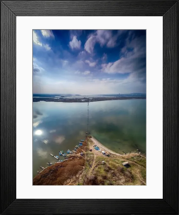 Framed Print : Burgas, Bulgaria. Drone View to the fishing boat harbor Framed Print : Burgas, Bulgaria. Drone View to the fishing boat harbor