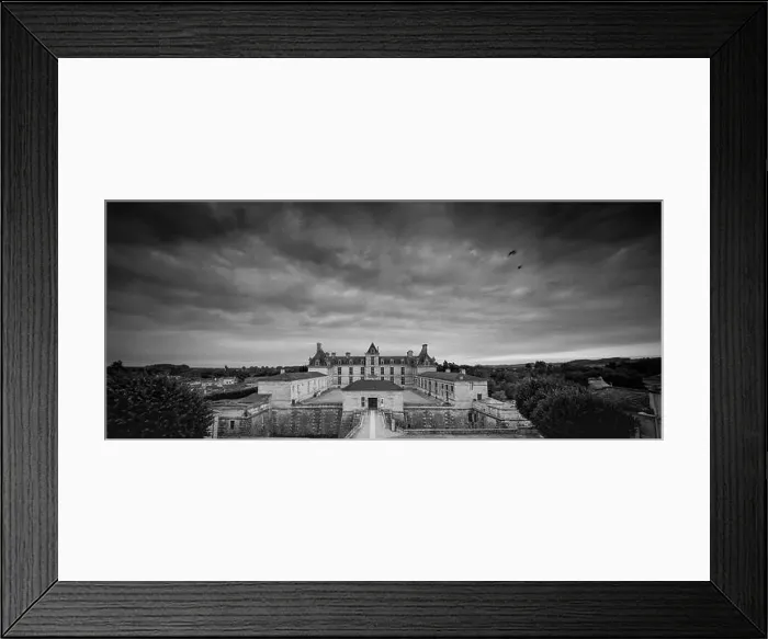 Framed Print : Aerial view, France, the renaissance castle, Cadillac in Gironde, filmed by drone, Aquitaine Framed Print : Aerial view, France, the renaissance castle, Cadillac in Gironde, filmed by drone, Aquitaine