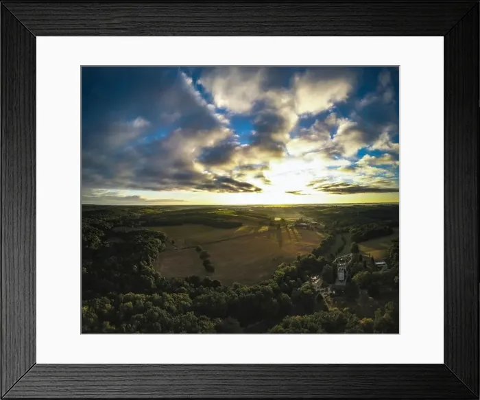 Framed Print : Aerial view Bordeaux Vineyard at sunrise, film by drone in summer, Entre deux mers, Capian Framed Print : Aerial view Bordeaux Vineyard at sunrise, film by drone in summer, Entre deux mers, Capian