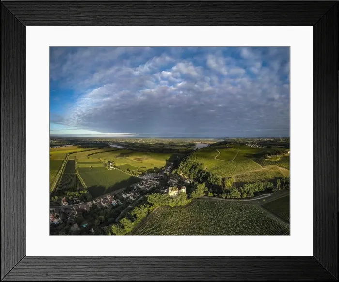 Framed Print : Aerial view Bordeaux Vineyard at sunrise, film by drone in summer, Entre deux mers, Langoiran Framed Print : Aerial view Bordeaux Vineyard at sunrise, film by drone in summer, Entre deux mers, Langoiran