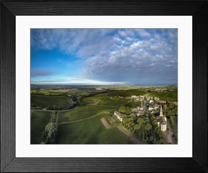 Framed Print : Aerial view Bordeaux Vineyard at sunrise, film by drone in summer, Entre deux mers, Langoiran Framed Print : Aerial view Bordeaux Vineyard at sunrise, film by drone in summer, Entre deux mers, Langoiran