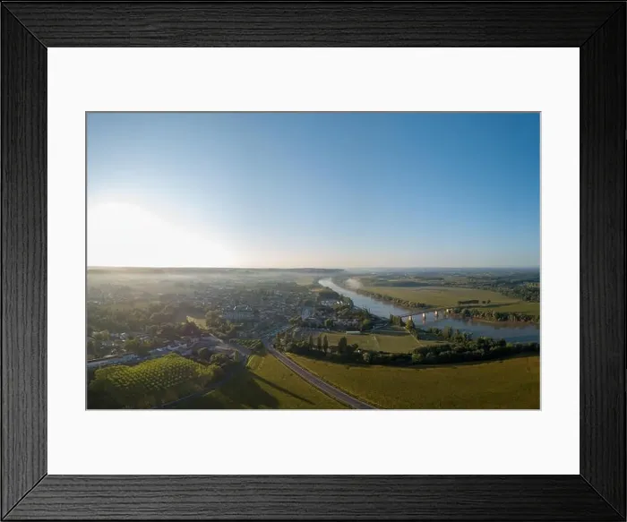 Framed Print : Aerial view, France, the renaissance castle, Cadillac in Gironde, filmed by drone Framed Print : Aerial view, France, the renaissance castle, Cadillac in Gironde, filmed by drone