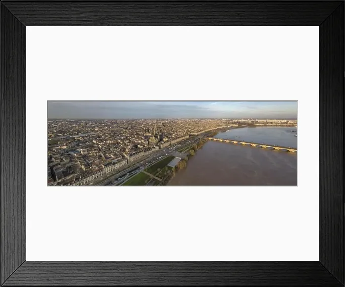Framed Print : Aerial view of Bordeaux, Saint Michel Church and Garonne river, filmed by drone, France Framed Print : Aerial view of Bordeaux, Saint Michel Church and Garonne river, filmed by drone, France