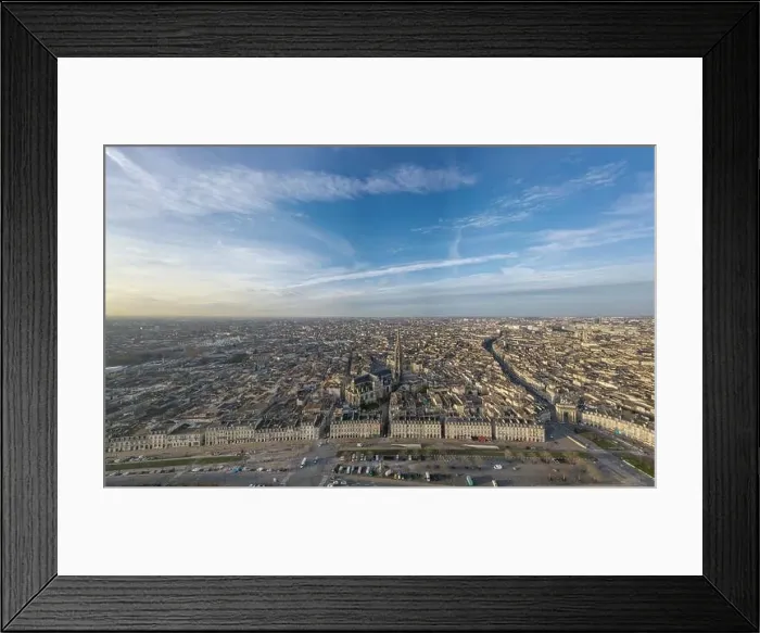 Framed Print : Aerial view of Bordeaux, Saint Michel Church and Garonne river, filmed by drone, France Framed Print : Aerial view of Bordeaux, Saint Michel Church and Garonne river, filmed by drone, France