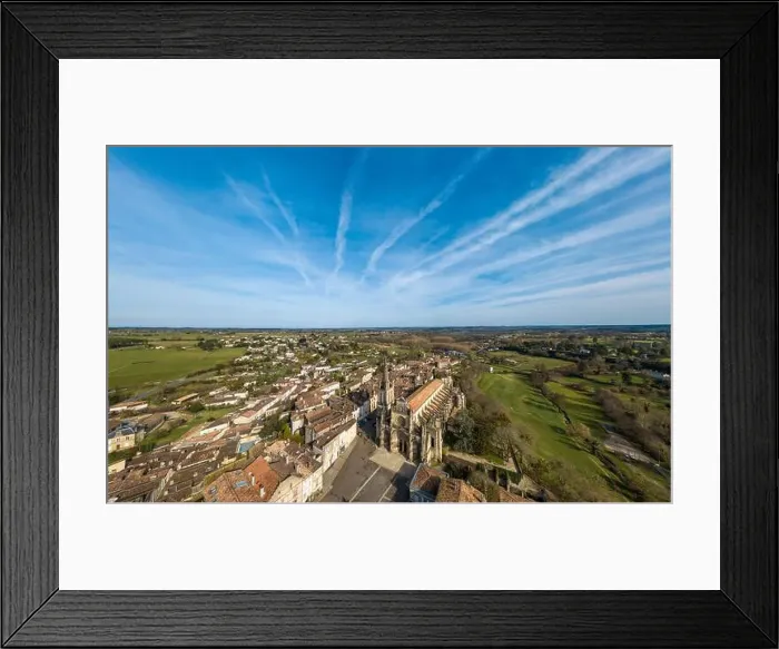 Framed Print : Aerial view, Cathedral of Bazas film by drone, Gironde, Aquitaine, France, Europe Framed Print : Aerial view, Cathedral of Bazas film by drone, Gironde, Aquitaine, France, Europe