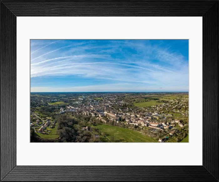 Framed Print : Aerial view, Cathedral of Bazas film by drone, Gironde, Aquitaine, France, Europe Framed Print : Aerial view, Cathedral of Bazas film by drone, Gironde, Aquitaine, France, Europe