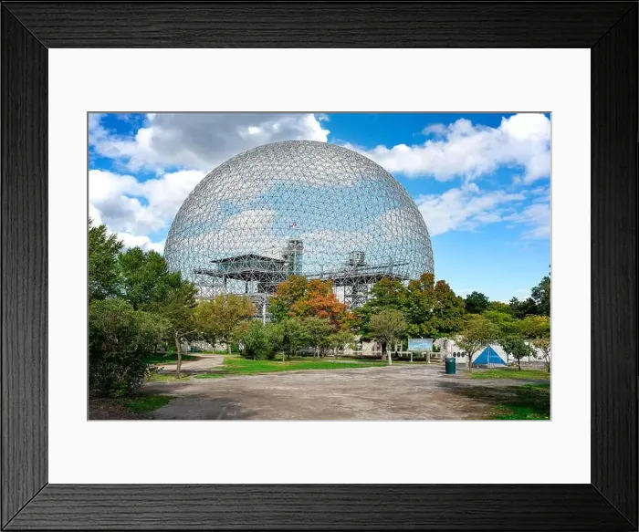 Framed Print : Montreal, Canada - September 28 2018 : view of Montreal Biosphere environment museum at Parc Jean-Drapeau in Montreal Framed Print : Montreal, Canada - September 28 2018 : view of Montreal Biosphere environment museum at Parc Jean-Drapeau in Montreal