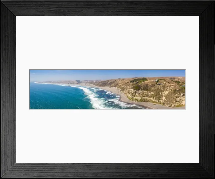 Framed Print : Amazing aerial view Las Brisas awe sea coastline landscape a wild environment in Chile Framed Print : Amazing aerial view Las Brisas awe sea coastline landscape a wild environment in Chile