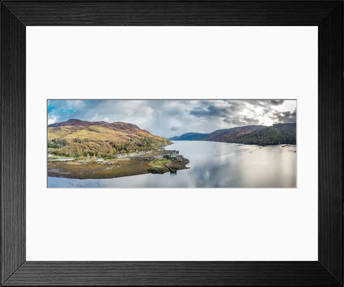 Framed Print : Aerial view of the historic Eilean Donan Castle by Dornie, Scotland Framed Print : Aerial view of the historic Eilean Donan Castle by Dornie, Scotland