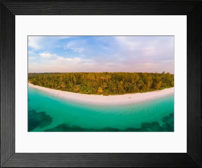 Framed Print : Aerial view tropical beach island reef caribbean sea
