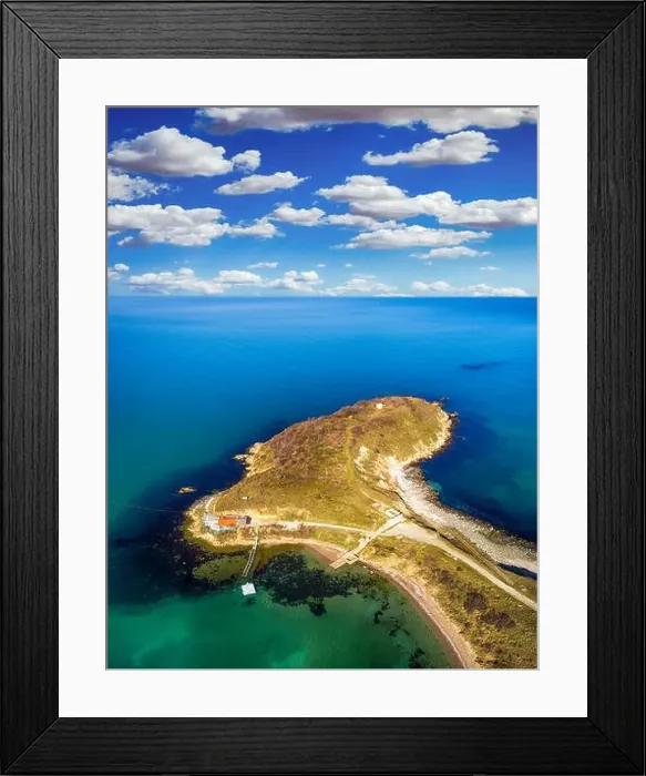 Framed Print : Drone top view over cape and fortress Akin / Akra-Chernomorec, Bulgaria Framed Print : Drone top view over cape and fortress Akin / Akra-Chernomorec, Bulgaria