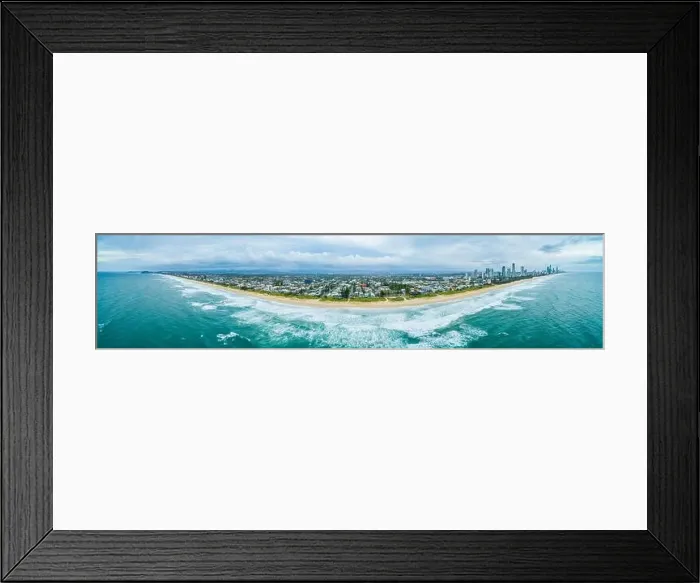 Framed Print : 180 wide aerial panorama of Gold Coast ocean coastline in Queensland, Australia Framed Print : 180 wide aerial panorama of Gold Coast ocean coastline in Queensland, Australia