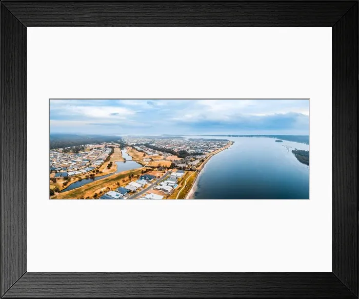 Framed Print : Harrington township and Manning river - aerial panorama Framed Print : Harrington township and Manning river - aerial panorama