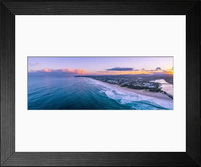 Framed Print : Beautiful sunset over Gold Coast coastline. Gold Coast, Queensland, Australia Framed Print : Beautiful sunset over Gold Coast coastline. Gold Coast, Queensland, Australia