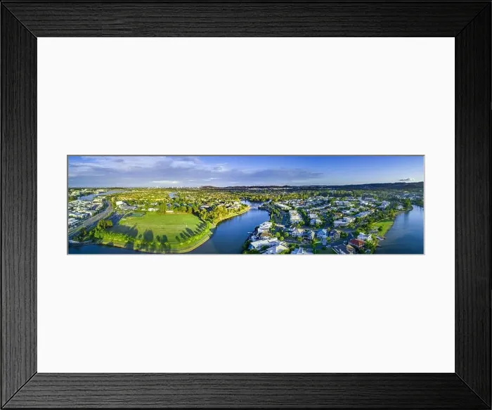Framed Print : Wide aerial panorama of Reedy creek and luxury houses. Varsity Lakes, Gold Coast, Queensland, Australia Framed Print : Wide aerial panorama of Reedy creek and luxury houses. Varsity Lakes, Gold Coast, Queensland, Australia