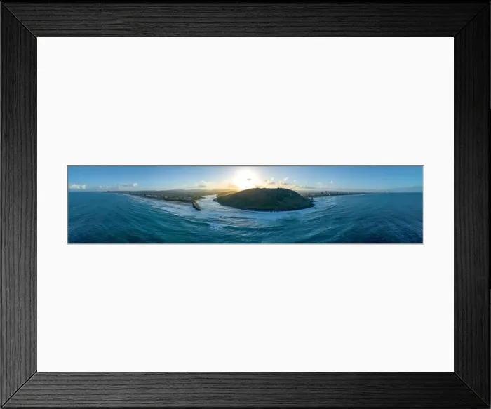 Framed Print : Wide aerial panorama of Tallebudgera creek mouth Framed Print : Wide aerial panorama of Tallebudgera creek mouth