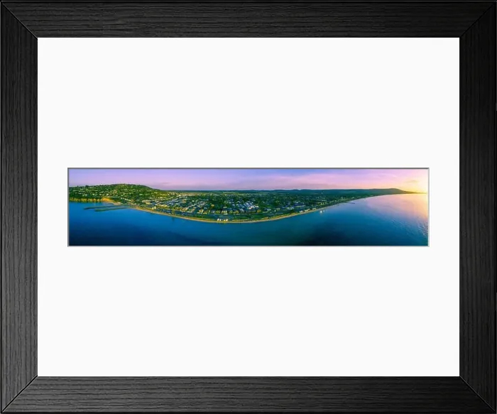 Framed Print : 180 aerial panorama of Safety Beach Suburb coastline at sunset. Mornington Peninsula, Victoria, Australia Framed Print : 180 aerial panorama of Safety Beach Suburb coastline at sunset. Mornington Peninsula, Victoria, Australia