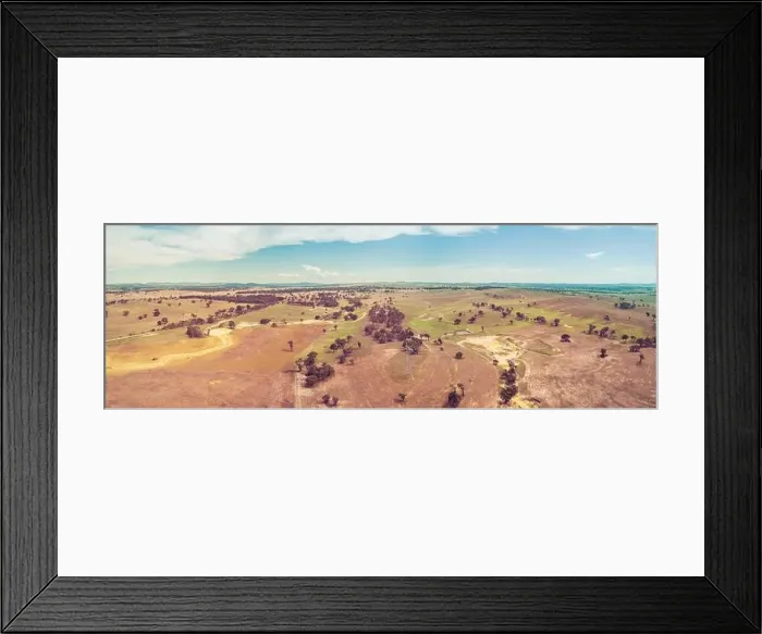 Framed Print : Aerial panorama of pastures and countryside in Cullerin, New South Wales, Australia Framed Print : Aerial panorama of pastures and countryside in Cullerin, New South Wales, Australia