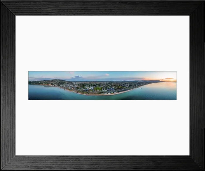 Framed Print : 180 aerial panorama of Mornington Peninsula coastline at dusk. Melbourne, Victoria, Australia Framed Print : 180 aerial panorama of Mornington Peninsula coastline at dusk. Melbourne, Victoria, Australia